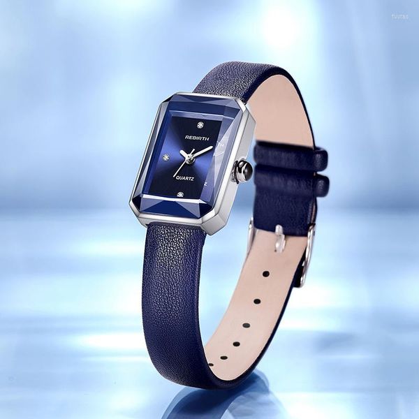 Relojes de pulsera para mujer, relojes azules 2023, diseño Simple, movimiento de cuarzo minimalista, reloj de pulsera resistente al agua para mujer, reloj de cuero clásico para