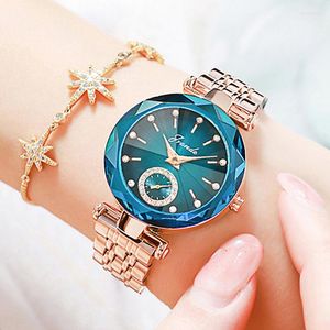 Relojes de pulsera para mujer, reloj de oro rosa 2023 para mujer, pulsera de acero inoxidable, movimiento japonés, reloj femenino creativo