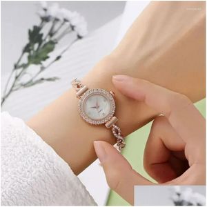 Relojes de pulsera Mujer Reloj de pulsera Mujer Relojes Dorados Pequeño Dial Cuarzo Ocio Reloj de pulsera Hora Mujer Damas Elegante Relo Drop Deli Dhyvo