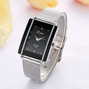 Horloges Vrouwen Armband Horloge Zilver Vierkant Luxe Kristal Legering Lvpai Merk Mode Mannen Quartz Dropshiping