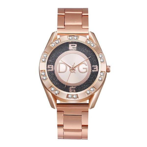 Relojes de pulsera Mujer Casual Vestido Cuarzo Oro rosa Relojes Moda Acero inoxidable Cristal Señoras Oso Reloj Relojes de pulsera