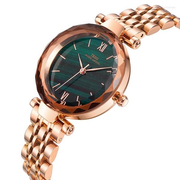 Relojes de pulsera para mujer, reloj de lujo de diseñador, relojes de pulsera de cuarzo de acero verde para mujer, reloj Original resistente al agua para mujer, reloj de oro rosa