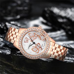 Relojes de pulsera MUJER Diamond Butterfly Pulsera Relojes Luxury Quartz Rhinestone Ginebra Muñeca Relogio Feminino