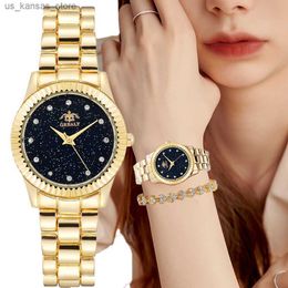 Montre-bracelettes femmes mode es étoiles sky diamants minimalistes design dames quartz wrsites or argent en acier inoxydable sangle horloge 240409