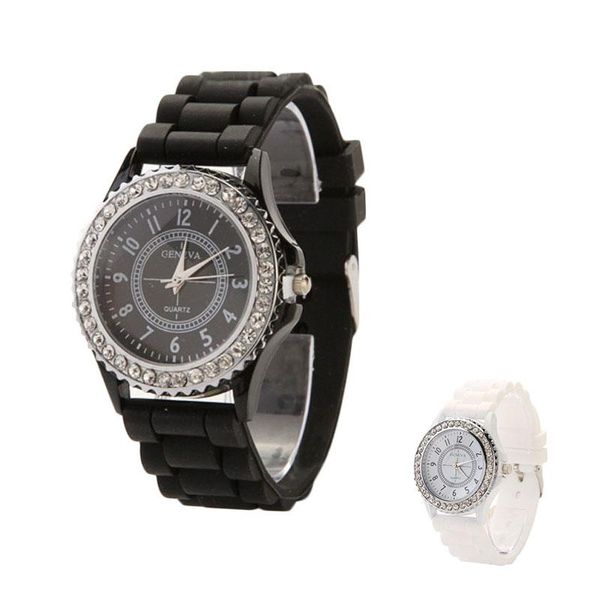 Montres-bracelets femmes mode strass montres à Quartz filles été bracelet en Silicone gelée couleur montre adolescents Simple sport décontracté