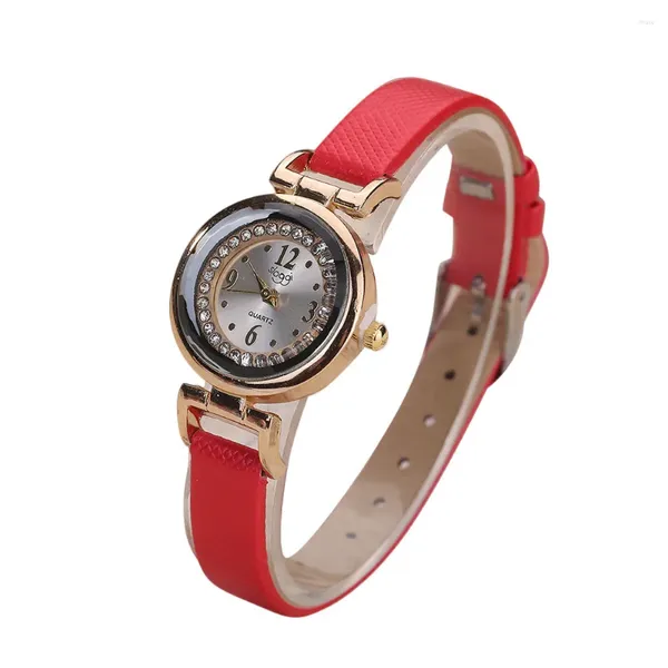 Montres-bracelets femmes bracelet en cuir fin diamant analogique mouvement à quartz montre-bracelet dames Zegarek Damski horloge