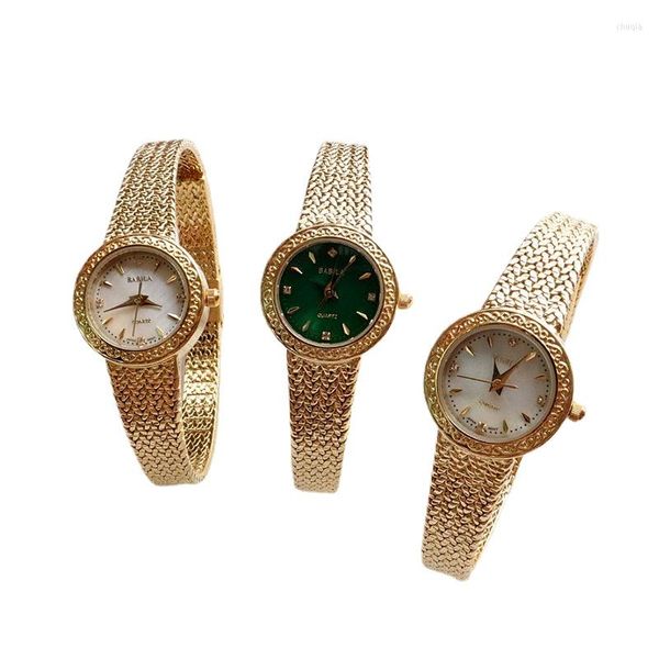 Relojes de pulsera Relojes de oro para mujer INS Tallado Natural Fritillaria Face Reloj pequeño para mujer 30 m Movimiento impermeable de alta calidad