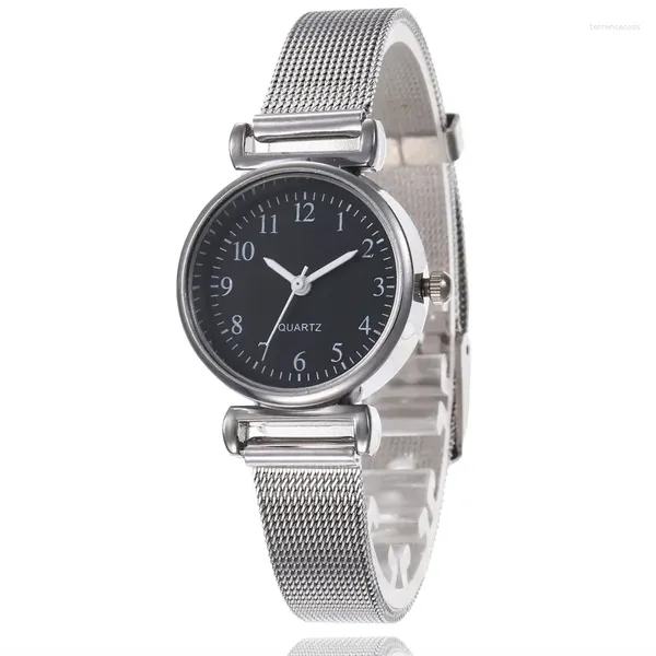 Relojes de pulsera Mujeres Grace Reloj Moda Plata Cuarzo Números árabes Dial Malla Pulsera Banda Aniversario Regalo para novia