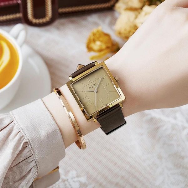 Relojes de pulsera Reloj de pulsera de cuero para mujer Relojes simples para niña Moda Casual Hora de cuarzo Adolescente Regalo de lujo para damas Reloj femenino juvenil Hora superior