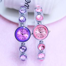 Relojes de pulsera para mujer, de lujo, con diamantes de imitación de cristal, estilo a la moda, pulsera de mano catenaria, relojes de cuarzo para mujer y niña, relojes de pulsera