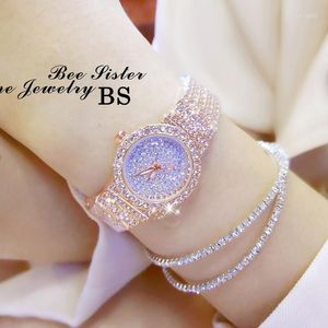 Montres-bracelets femmes montre de luxe or Rose diamant robe montres dames en acier inoxydable mode femme strass Bling Quartz cadeau