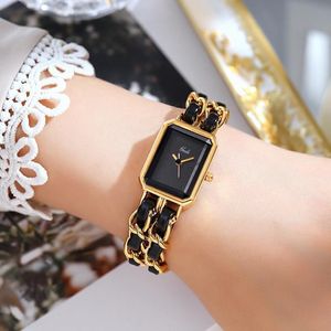 Polshorloges dames rosé goud gevlochten armband Watch vintage lederen ketting luxe dames jurk kwarts horloges klok relogio feminino voor 241y