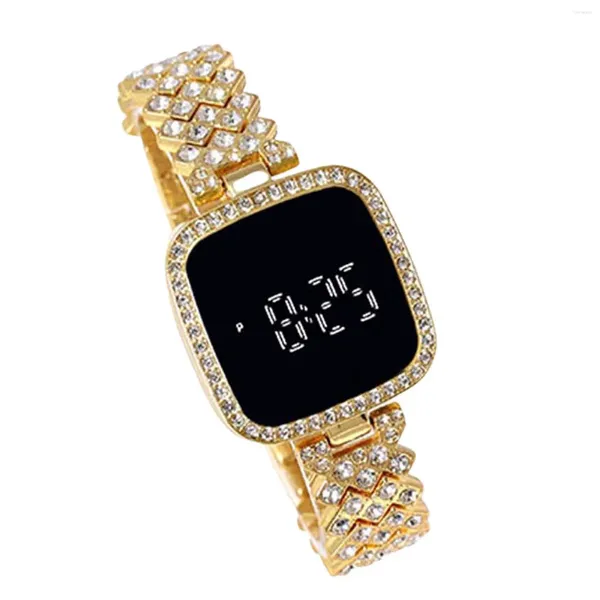 Relojes de pulsera Reloj de pulsera de cristal para mujer Esfera cuadrada digital con banda de diamantes de imitación Relojes maravillosos Regalo para mujeres