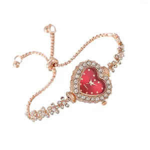 Relojes de pulsera Relojes de diamantes para mujer Pulsera Fácil de leer Dial en forma de corazón para regalo de cumpleaños de novia