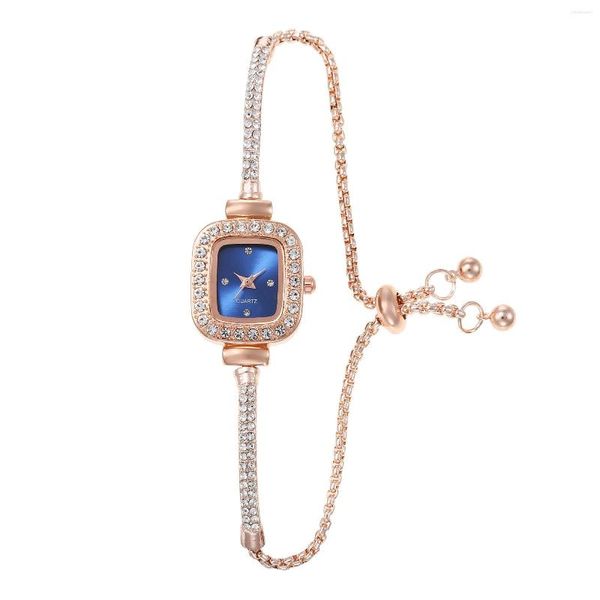 Relojes de pulsera Relojes de diamantes para mujer Pulsera con esfera cuadrada Eslabón de cadena Brazalete analógico Reloj de pulsera Regalo maravilloso para mujeres