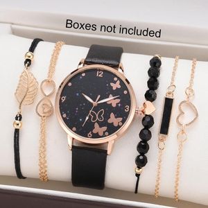 Montre-bracelets Fashion pour femmes exquise papillon cadran en cuir STRAP LETTRE DU BRACEULET DIECH