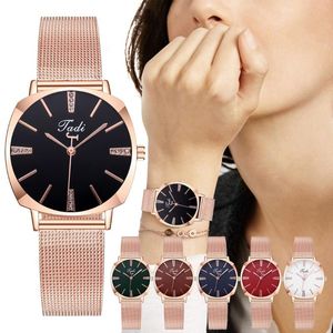 Polshorloges damesmode roestvrijstalen riem horloge met strass dames legering quartz armband clasp round polshorloge relogio