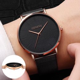 Relojes de pulsera Reloj de moda para mujer Oro rosa 2023 Mujeres Cinturón de malla Relojes ultrafinos Para Mujer Reloj de lujo