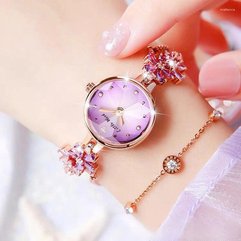 Relojes de pulsera Reloj de lujo para mujer Marca de moda y elegante Violeta Único Reloj de pulsera de cuarzo resistente al agua L94