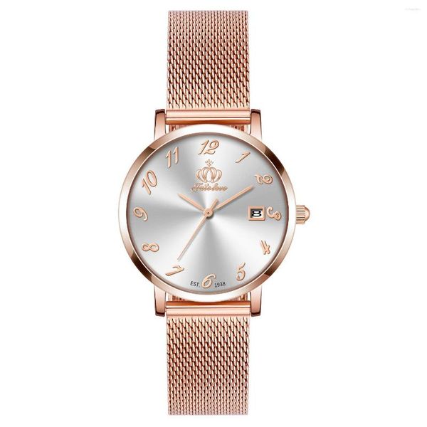 Montres-bracelets montre à quartz pour femmes robe de luxe étanche originale horloge à main échelle romaine cadran bracelets en acier inoxydable