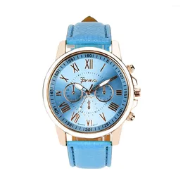 Horloges Dameshorloge Mode Eenvoudig Damespolshorloge Romeinse cijfers Kunstleer Analoog Kwarts Voor Dames Montre Pour Femme