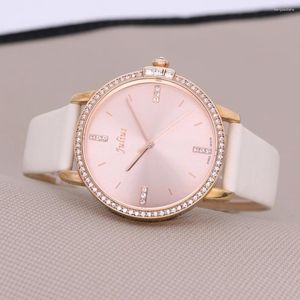 Muñecos de pulsera Reloj de mujeres Reloj Japón Horas Simples Simple Fine Fashion Dress Pulsera de cuero Regalo Julio Julius sin caja