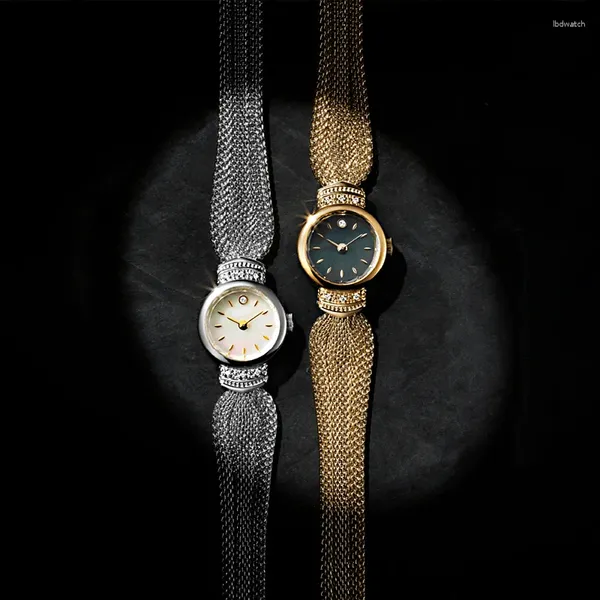 Relojes de pulsera Reloj para mujer Luz de lujo Oro Medieval Lugar de trabajo Premium Esfera pequeña para mujer Regalo