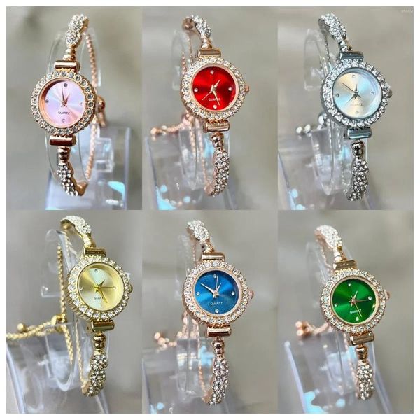 Montres-bracelets Montre Femme Luxe Bracelet réglable Quartz pour Femmes Filles Mode Alliage Imitation-Diamant Montre-Bracelet En Gros Horloge