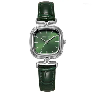 Montres-bracelets Montre Femme Reloj Para Mujer PU Ceinture Vert Petit Carré Luxe Étanche Polyvalent Fille Étudiant Horloge Fête Cadeau Relojes