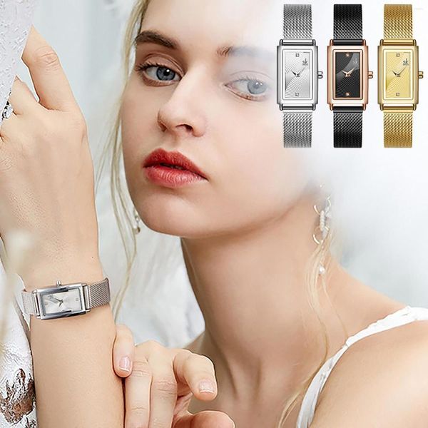 Relojes de pulsera Reloj para mujer Rose Square Minimalist Business Junior High Sense Shenzhen Relogios Feminino