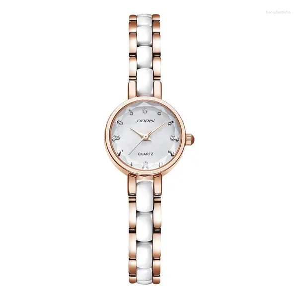 Relojes de pulsera Relojes para mujer Reloj de cuarzo con esfera pequeña y piedras preciosas de lujo con incrustaciones de diamantes 9836