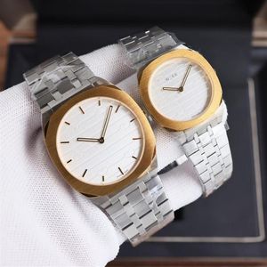 Horloges Dames Bruiloft Datum Fashion Designer Horloge Paar Quartz 316L Fijne Stalen Letter Carving Watches263g