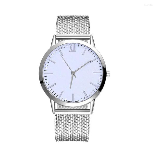 Relojes de pulsera Mujer Correa de malla de gel de sílice Reloj casual Ginebra Reloj de pulsera simple Acero inoxidable Plata Señoras Montre Femme