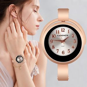 Relojes de pulsera para mujer, relojes de pulsera sencillos, brazalete de oro rosa de acero inoxidable, pulsera para mujer, reloj informal para mujer, reloj para mujer