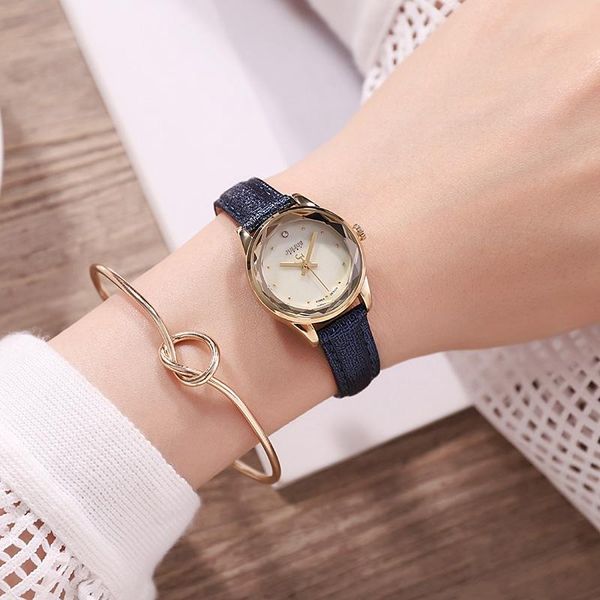 Montres-bracelets femmes à la mode montre de mode dames bracelet en cuir japon montres à quartz étanche luxe coquille or fille horloge étudiant reloj muje