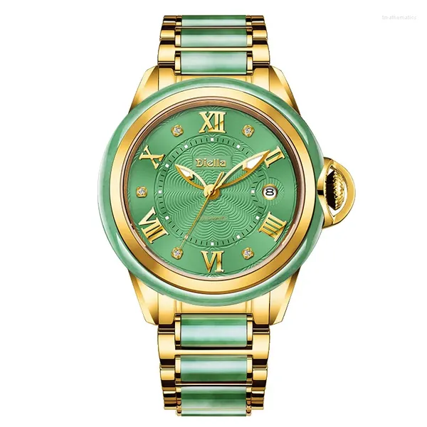 Montre-bracelets pour femmes regarder automatiquement la machine naturelle Jade Wristwatch Men Timer Retro Haut-end Coup de luxe Business Male Creative Couple Couple