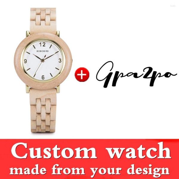 Relojes de pulsera Reloj de mujer BOBO BIRD Reloj de pulsera de madera para mujer Reloj de cuarzo de moda Caja de regalo de aniversario Gota personalizada