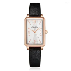 Montres-bracelets Femmes Montre Élégant Rectangle Bande Cadran Quartz Montre-Bracelet Simple Minimaliste Femelle Noir Rose Bracelet Horloge Étudiants Mode