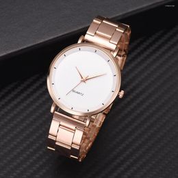 Relojes de pulsera para mujer, relojes de pulsera de oro rosa a la moda, relojes sencillos de acero inoxidable para mujer, reloj femenino Zegarek Damski