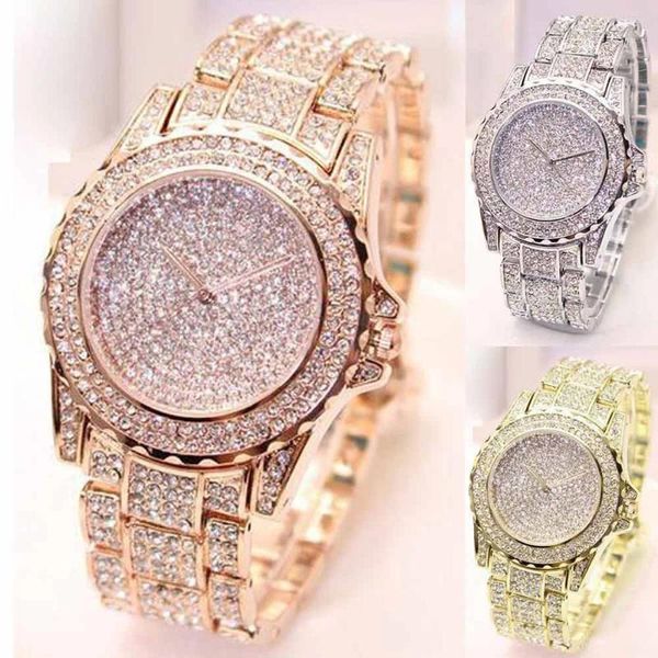 Relojes de pulsera Reloj de mujer Moda Brillante Estrellado Brillante Diamante Lujo Analógico Cuarzo Color Sólido Relogios Feminino