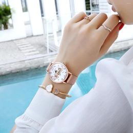 Montre-bracelets Femmes Regardez Rose Gold Montre Femme 2024 Fashion Fashion Mesh Fashion Mech Relojes para Mujer Luxury Wrist Watches Reloj