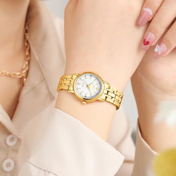 Montre-bracelets Regardez Bracelet en acier inoxydable Bracelet Golden Quartz Affiche de bracelet imperméable pour les femmes montres Relogio Clock Mujer