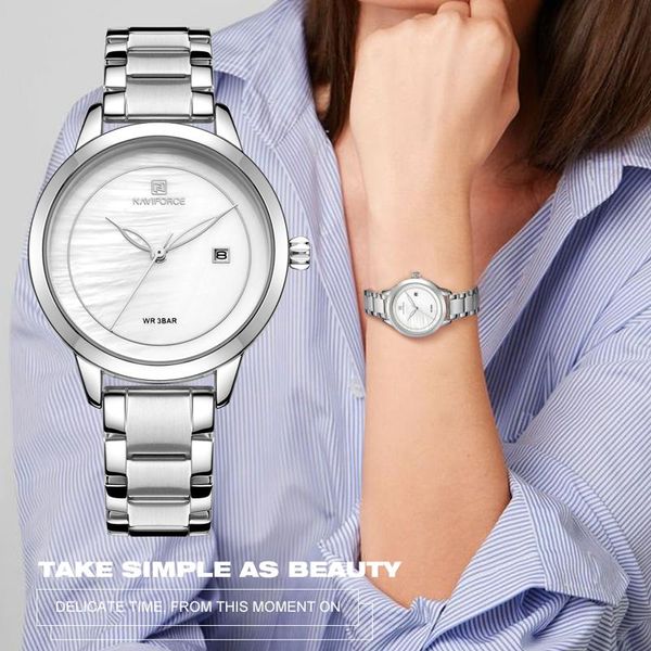 Montres-bracelets Femmes Montre Top Mode Simple Argent Blanc Quartz Date Montres Femme Étanche Montre-Bracelet Dame HorlogeMontres-Bracelets Montre-Bracelet