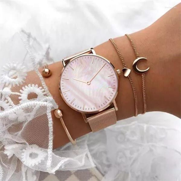Montres-bracelets femmes montres 2023 luxe en acier inoxydable Quartz montre-bracelet mode grand cadran femme affaires montre dames horloge Relogio