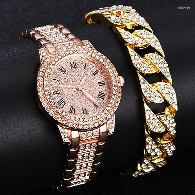 Wristwatches Women Watches Gold Watch Ladies Wrist Rhinestone Women's Bracelet Female Relogio Feminino