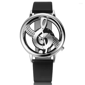 Montres-bracelets femmes montres de luxe mode musique Note Noble montre bracelet en cuir étanche Quartz hommes Relogio Salling