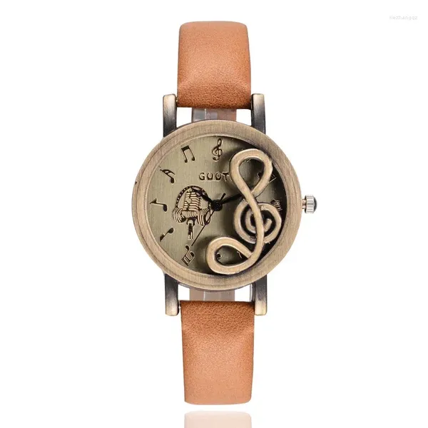 Montres femmes montres de luxe dames Note de musique montre à Quartz décontractée bracelet en cuir robe Relogio Feminino horloge cadeau