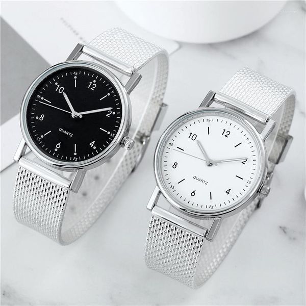 Relojes de pulsera Relojes de mujer Hombres Reloj de oro Plata Corazón Dial Correa de malla de silicona Reloj de pulsera Montre Femme Muñeca