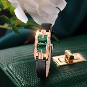 Relojes de pulsera Relojes para mujer Rectángulo Reloj de cuarzo para mujer Reloj de pulsera con esfera verde de diamante simple de lujo R209SRelojes de pulsera Relojes de pulsera