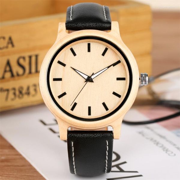Relojes de pulsera para mujer, reloj de madera, diseño minimalista, cuarzo, cuero genuino, reloj de pulsera para hombre, relojes de madera natural, regalo superior Unisex, moda 2022